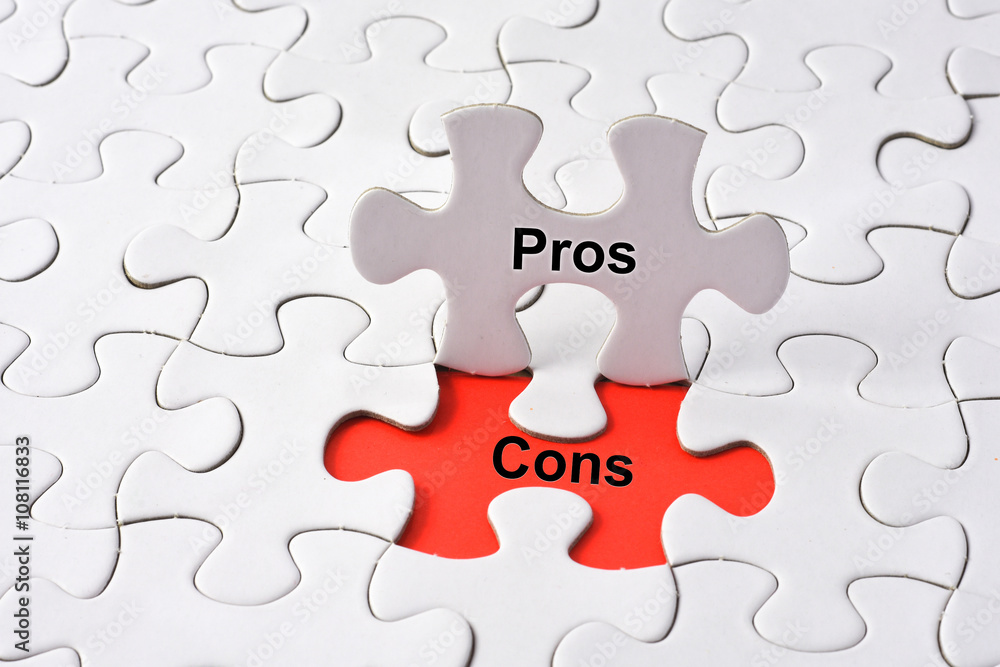 Pros and Cons concept on puzzle Pros and Cons concept on puzzle