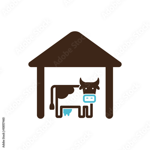 Cowshed vector icon. Farm