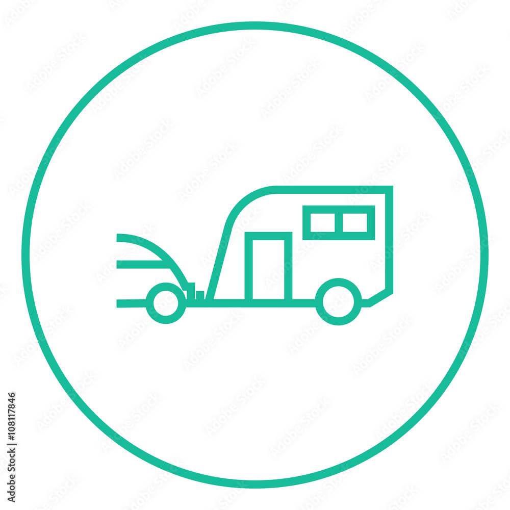 Car with caravan line icon. Car with caravan line icon.