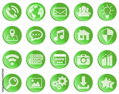 Green web icons set