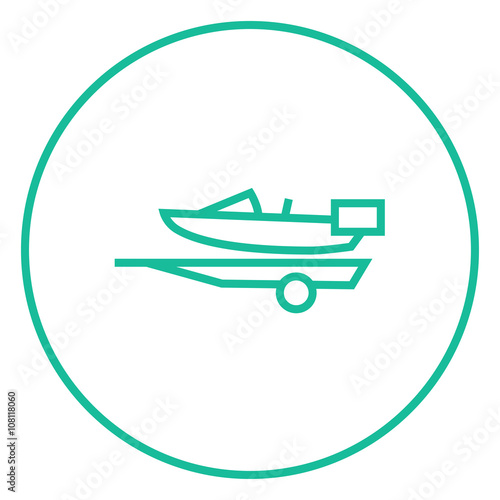 Boat on trailer for transportation line icon.