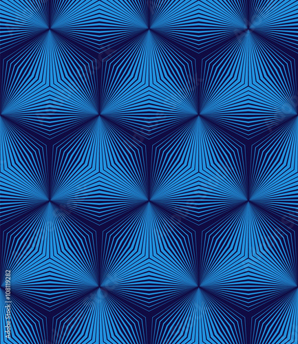 Seamless hexagonal op art pattern. Stylish, geometric background vector design. Simple to edit, without gradient.