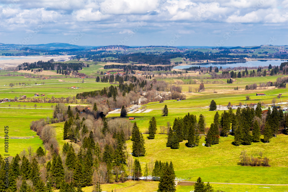 View of Fussen Village and Landscape, Bavaria, Germany