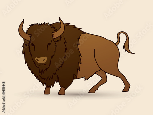 Buffalo standing graphic vector.