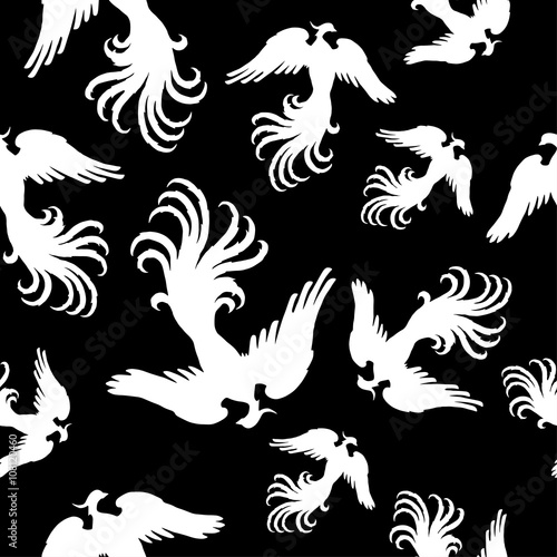 Seamless vector background with decorative birds. Cloth design, wallpaper.