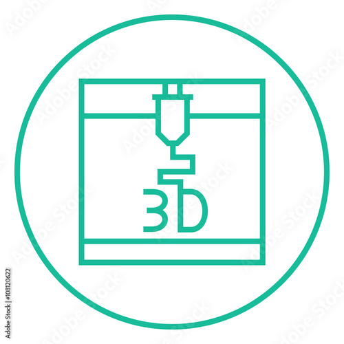 Tree D printing line icon.