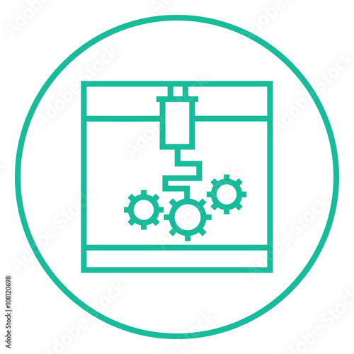 Tree D printing line icon.