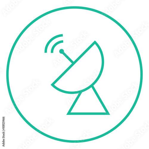 Radar satellite dish line icon.