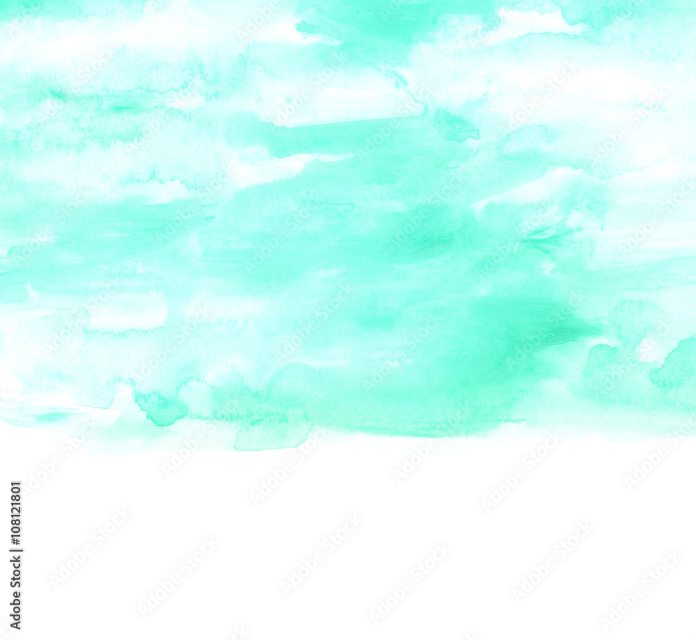 turquoise  watercolors on paper texture - background design - ha
