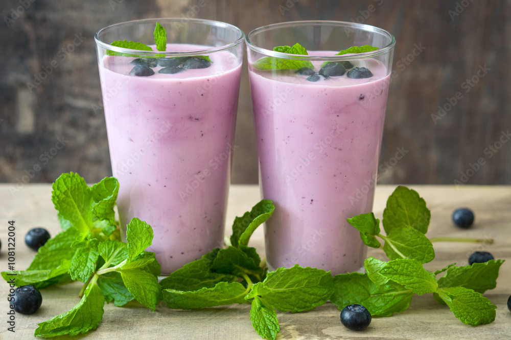Fresh blueberry smoothie on rustic wood
Fresh blueberry smoothie on rustic wood