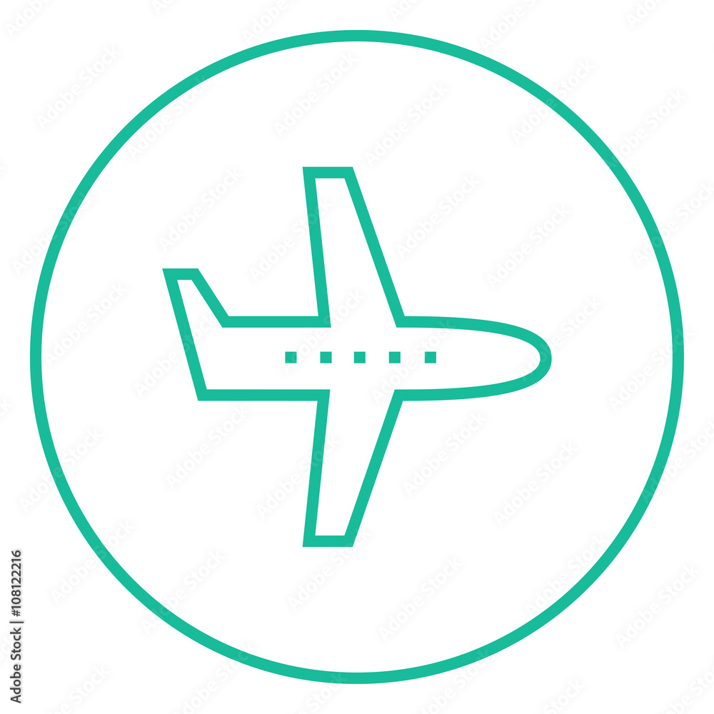 Fototapeta premium Flying airplane line icon.