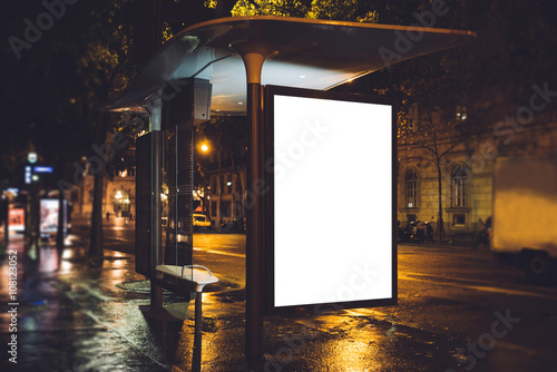 Mock up of light box on the bus stop photo