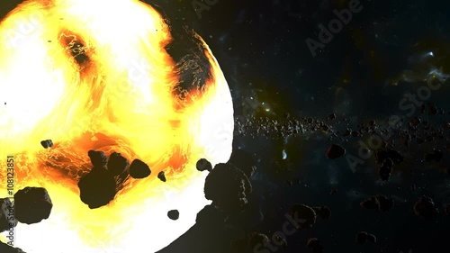 Red-hot planet Earth in an asteroid cloud