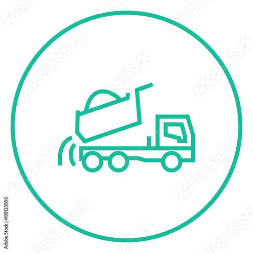 Dump truck line icon.