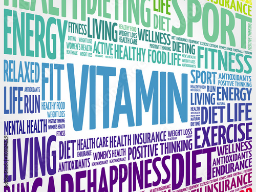 VITAMIN word cloud background, health concept