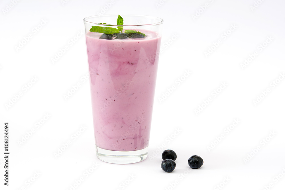 Fresh blueberry smoothie on white background
Fresh blueberry smoothie on white background