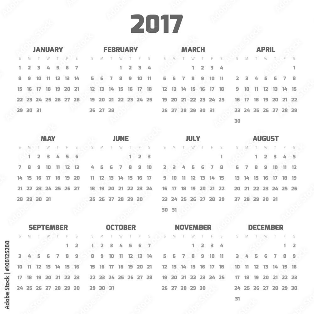 Modern style calendar for 2017 - obrazy, fototapety, plakaty 