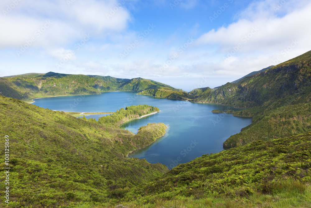 Lagoa do Fogo volcanic crater lake, Sao Miguel, Azores