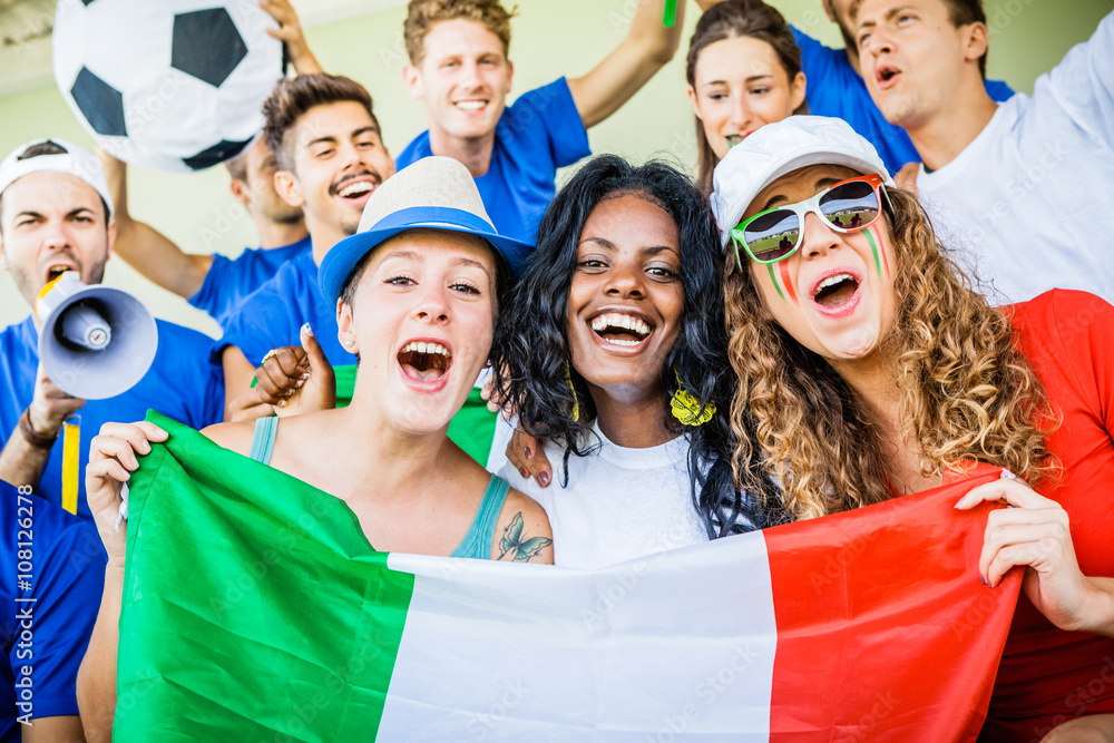 Fototapeta premium Italian Female Supporters, Soccer Championship