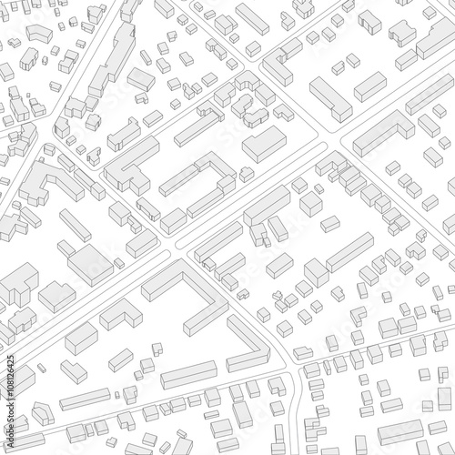 Illustration of an imaginary district plan. Abstract storey building of the city. Urban planning vector illustration