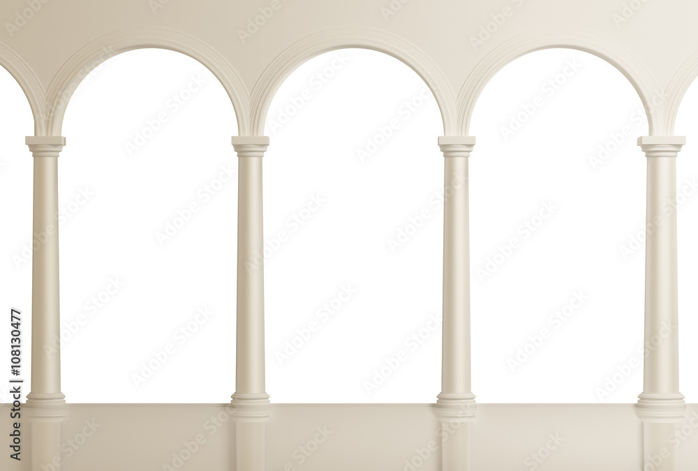 White architectural background with a classic interior