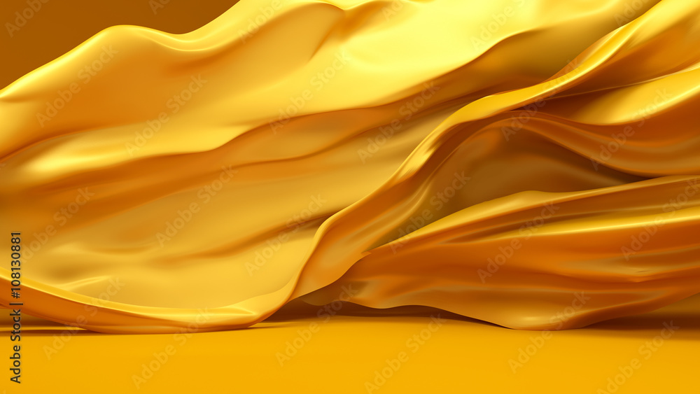Beautiful golden fabric, developing the wind Beautiful golden fabric, developing the wind
