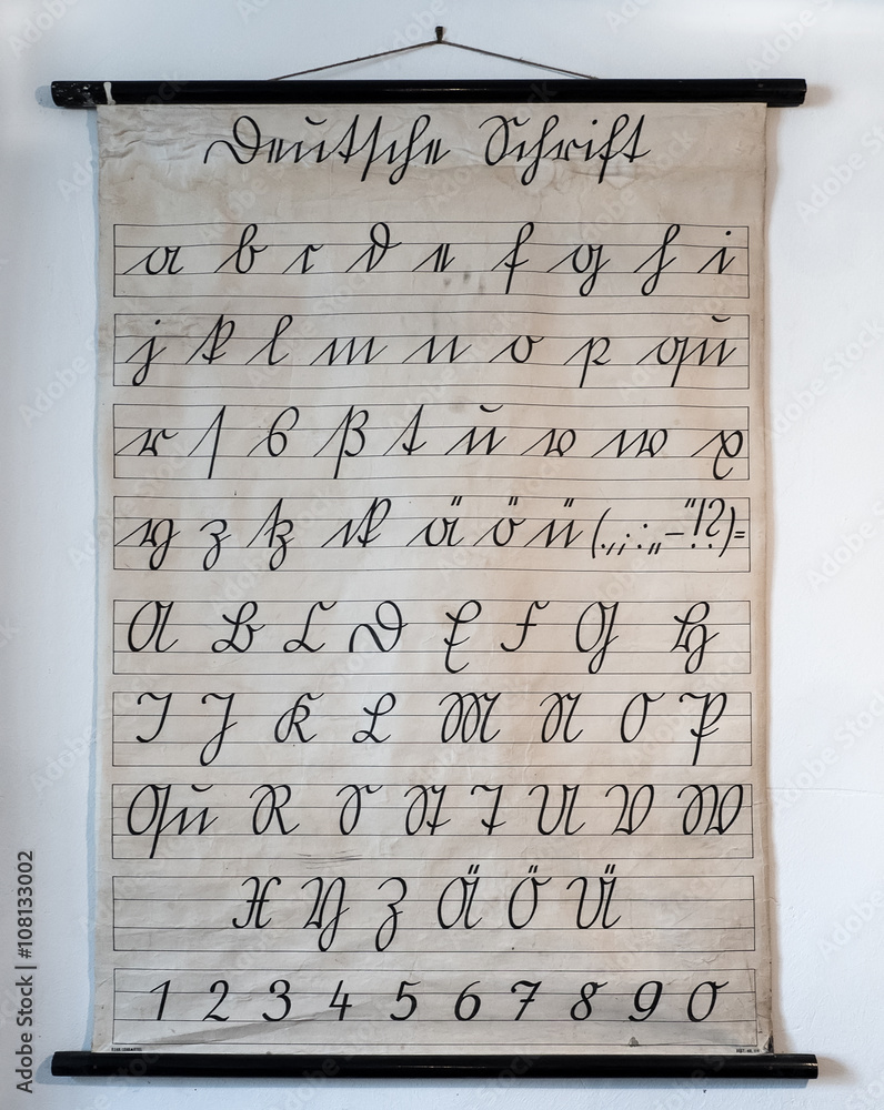 Alte deutsche Handschrift, Alphabet und Zahlen Stock Photo | Adobe Stock