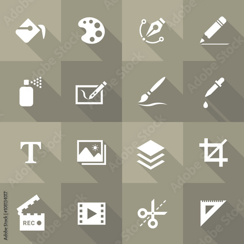 Obraz na plátně Vector Flat Icon Set - Design and Art