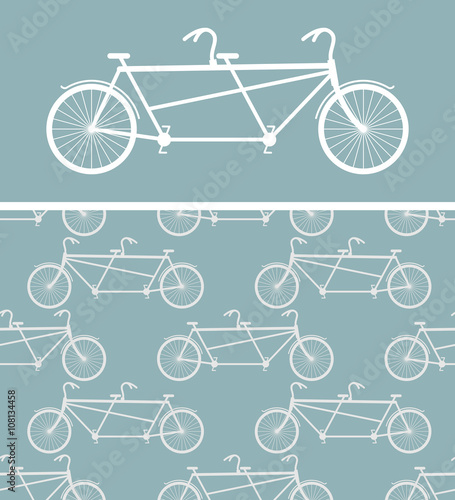 Bike seamless pattern. bicycle Tandem texture. Ornament of wheel