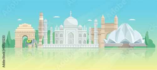  India Architectural Skyline Poster