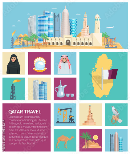 Qatar Culture Flat Icon Set