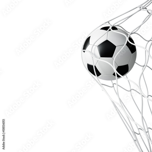 Soccer ball in net isolated