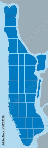 New York Map - Manhattan districts