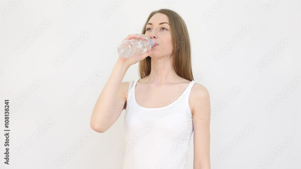 Caucasian Girl Drinks Whater Caucasian Girl Drinks Whater