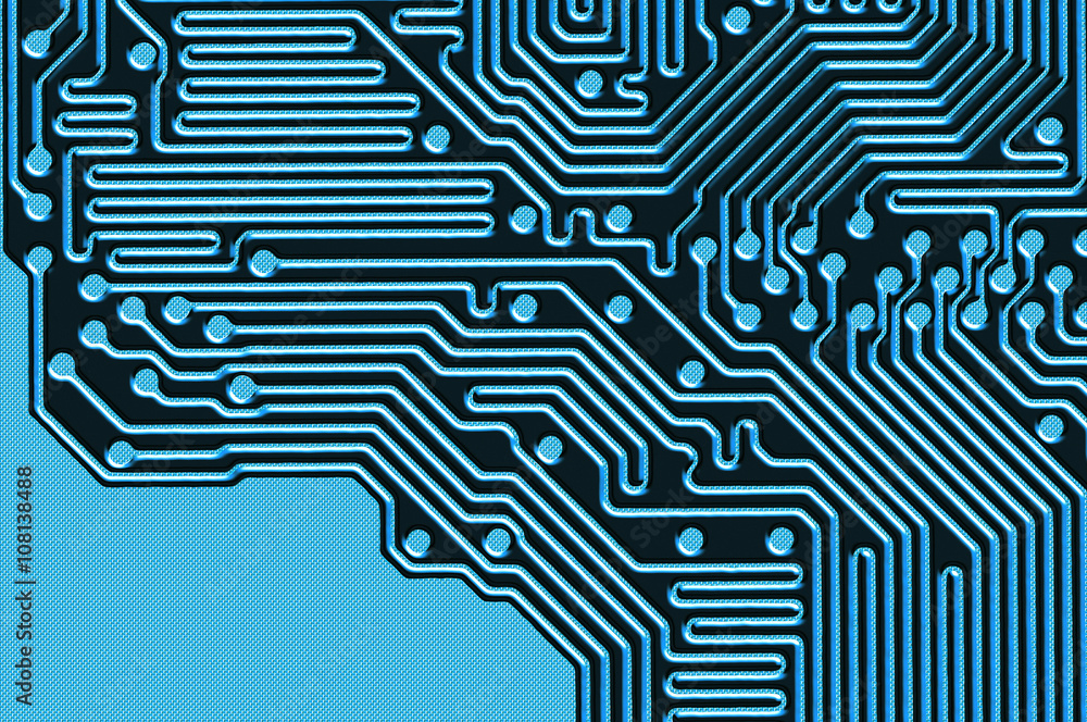 Printed circuit board background in blue Printed circuit board background in blue