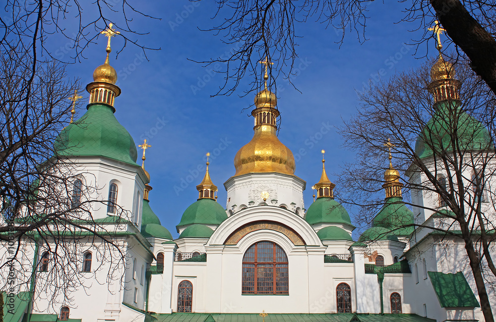 Domes of Saint Sophia Cathedral in Kyiv, Ukraine