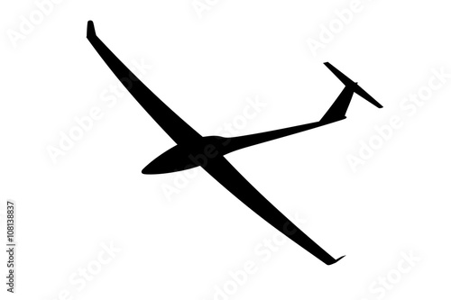 Silhouette of a glider is not a white background. Vector illustr