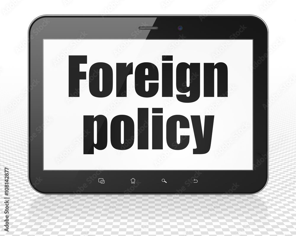 Politics concept: Tablet Pc Computer with Foreign Policy on display Politics concept: Tablet Pc Computer with Foreign Policy on display