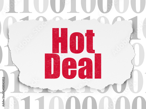 Finance concept: Hot Deal on Torn Paper background