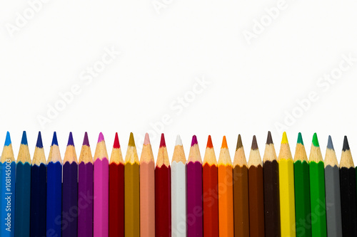 line of colored pencils