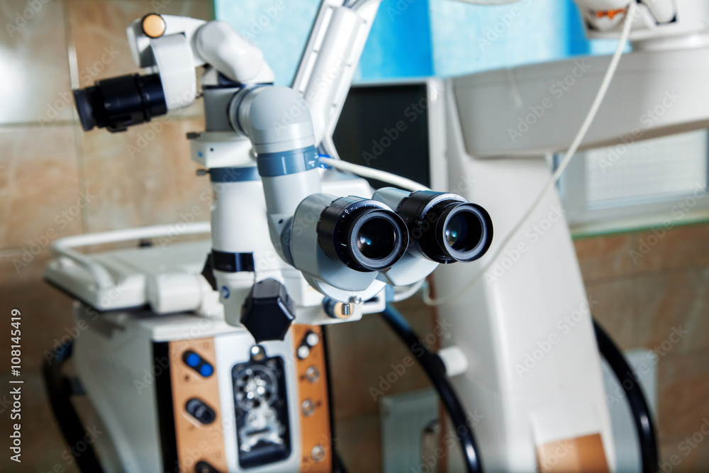 Close up photo of the operation microscope Close up photo of the operation microscope