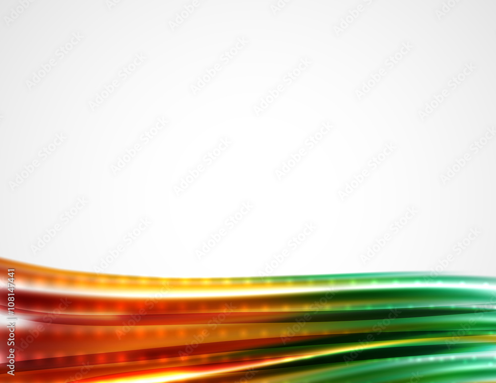 Fototapeta premium Shiny metallic wave curtain. Abstract background