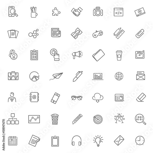Thin line icons set. Icons for business, digital marketing.