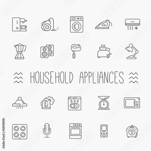 Outline icon collection - household appliances