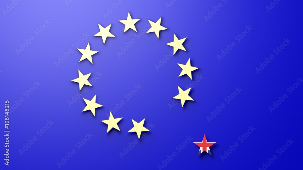 3D rendering of abstract European Union flag and stars with UK out 3D rendering of abstract European Union flag and stars with UK out