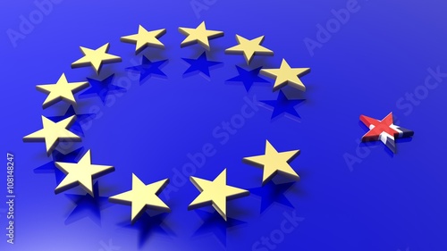 3D rendering of abstract European Union flag and stars with UK out
