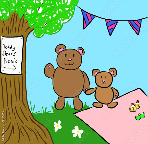 Illustration of teddy bears picnic
