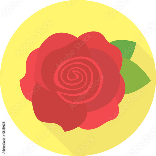 Flat icon. Red flower. Rose.
