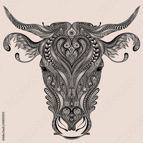 Cow head vector from abstract patterns