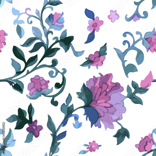 Fototapeta Naklejka Na Ścianę i Meble -  Watercolor paisley seamless background.